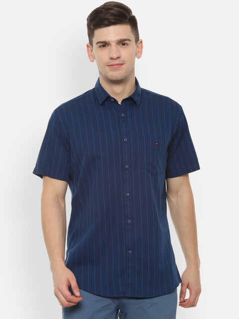 

Louis Philippe Sport Men Navy Blue & Blue Slim Fit Striped Casual Shirt