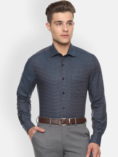 

Louis Philippe Men Navy Blue Classic Regular Fit Checked Formal Shirt