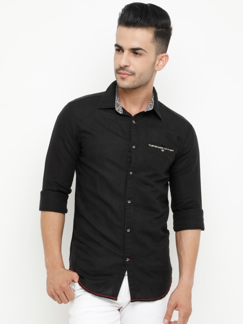 

WITH Men Black Slim Fit Solid Casual Shirt