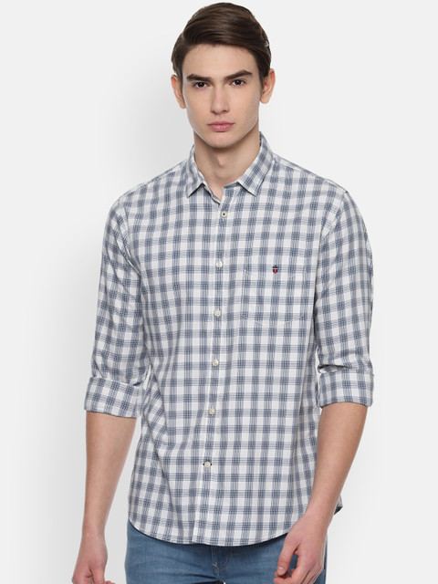 

Louis Philippe Sport Men White & Blue Slim Fit Checked Casual Shirt