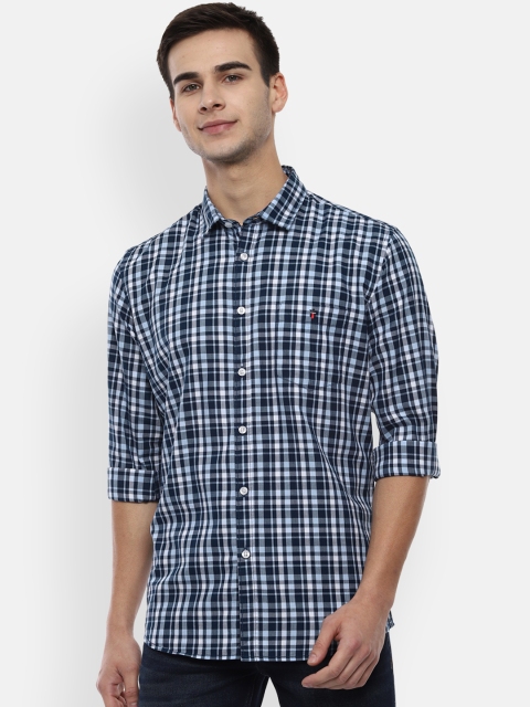 

Louis Philippe Jeans Men Navy Blue Slim Fit Checked Casual Shirt