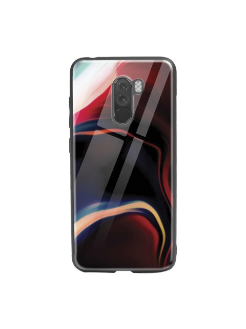 

Bewakoof Red & Black Paint Swirls Xiaomi POCO F1 Glass Mobile Cover