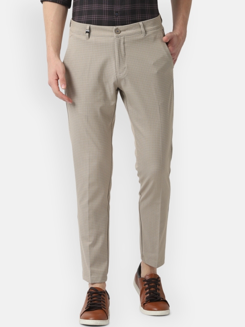 

Louis Philippe Sport Men Beige Slim Fit Checked Regular Trousers