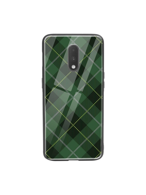

Bewakoof Green & White Tartan Print OnePlus 7 Glass Mobile Cover