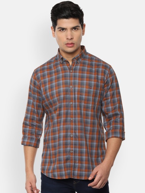 

Louis Philippe Sport Men Grey & Brown Slim Fit Checked Casual Shirt