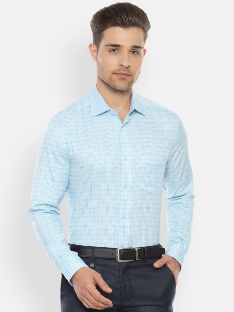 

Louis Philippe Men Blue & White Slim Fit Checked Formal Shirt