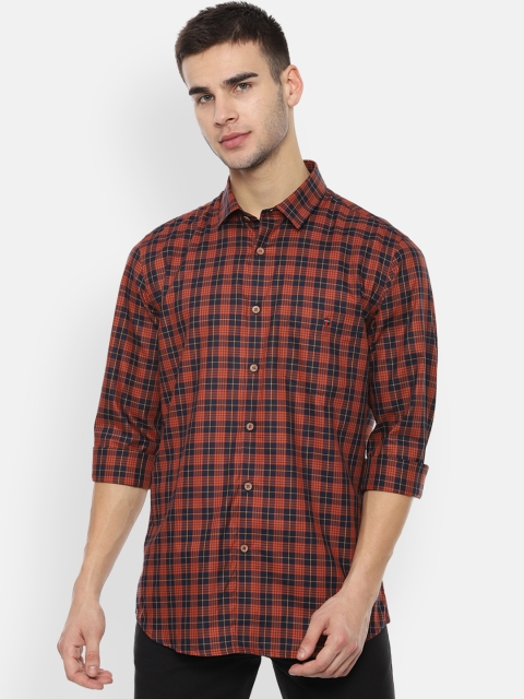

Louis Philippe Sport Men Orange & Black Slim Fit Checked Casual Shirt