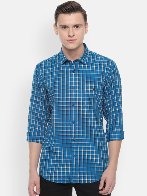 

Louis Philippe Sport Men Blue & White Slim Fit Checked Casual Shirt