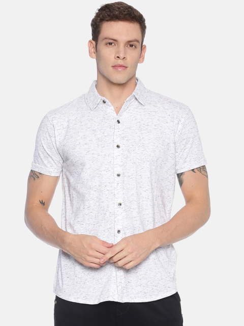 

T-Tog Men White & Grey Slim Fit Printed Casual Shirt