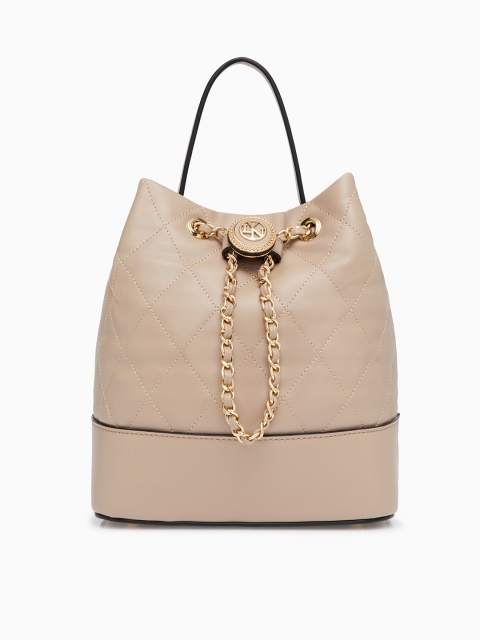 

LYN Taupe Quilted Handheld Bucket Bag