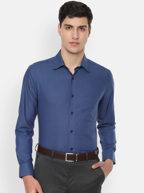 

Louis Philippe Men Navy Blue Classic Regular Fit Self Design Formal Shirt