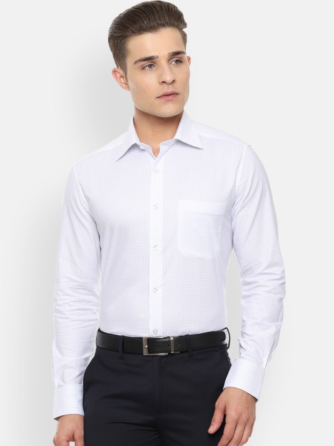 

Louis Philippe Men White & Blue Regular Fit Printed Formal Shirt