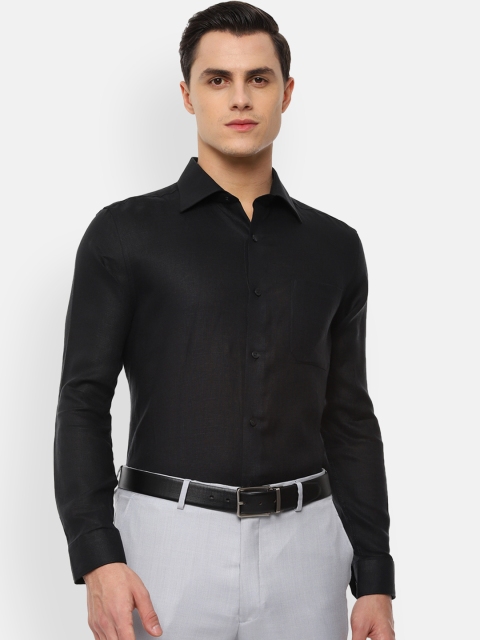 

Louis Philippe Men Black Classic Regular Fit Pure Linen Solid Formal Shirt