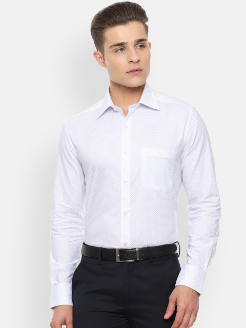 

Louis Philippe Men White & Blue Regular Fit Printed Formal Shirt