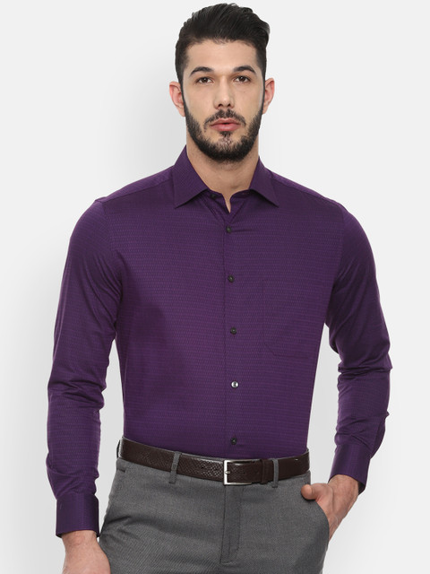 

Louis Philippe Men Purple Classic Regular Fit Self Design Formal Shirt
