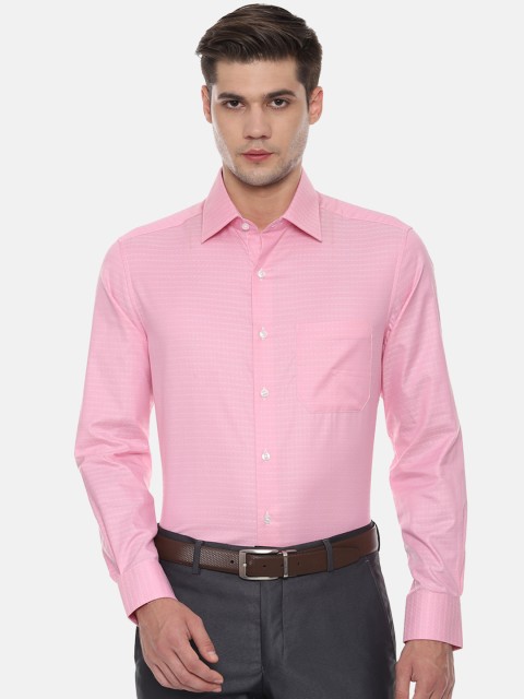 

Louis Philippe Men Pink & White Regular Fit Self Design Formal Shirt