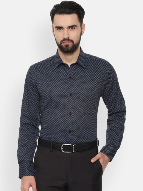 

Louis Philippe Men Navy Blue Classic Slim Fit Printed Formal Shirt
