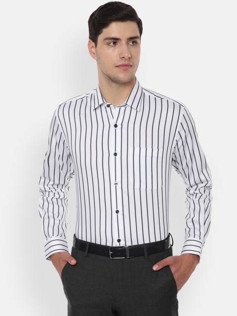 

Louis Philippe Men White Classic Slim Fit Striped Formal Shirt