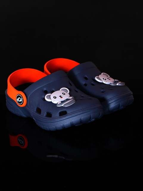 

PASSION PETALS Boys Navy Blue Solid Applique Clogs