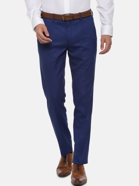 

Louis Philippe Men Blue Slim Fit Solid Formal Trousers