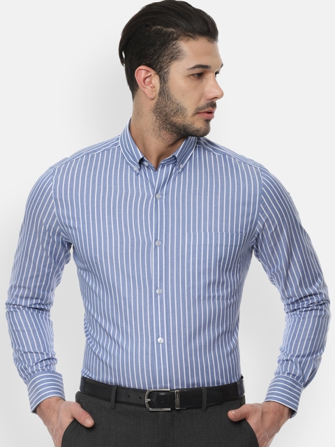 

Louis Philippe Men Blue Classic Regular Fit Striped Formal Shirt