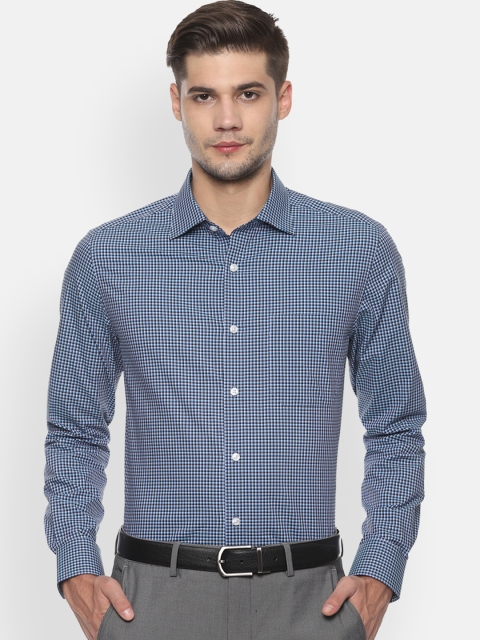 

Louis Philippe Men Blue & White Checked Formal Shirt
