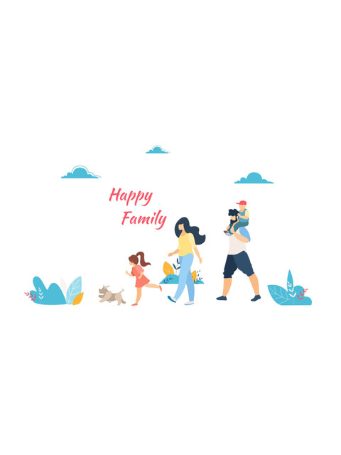 

rawpockets Multicoloured Happy Family Wall Stickers, Multi