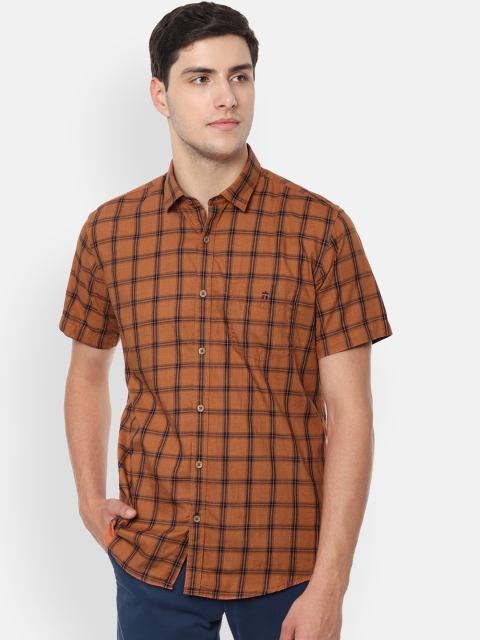 

Louis Philippe Sport Men Orange & Black Slim Fit Checked Casual Shirt