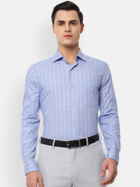 Louis Philippe Men Blue Classic Regular Fit Checked Formal Shirt