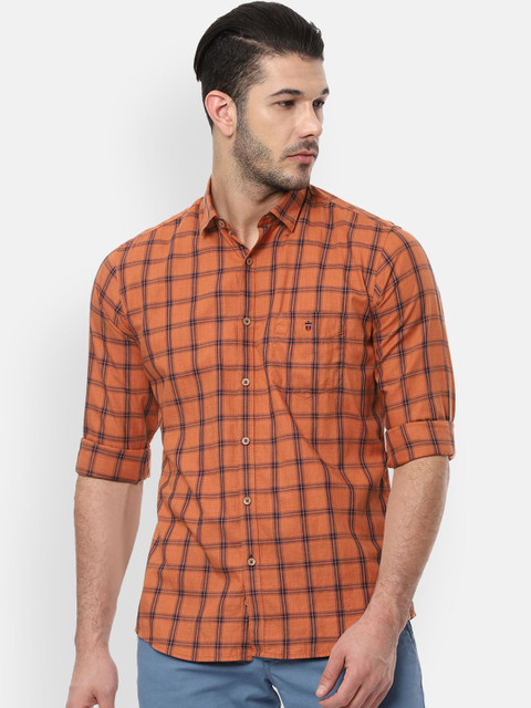 

Louis Philippe Sport Men Orange Slim Fit Checked Casual Shirt