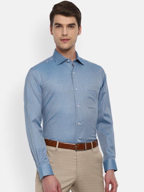

Louis Philippe Men Blue & White Regular Fit Printed Formal Shirt
