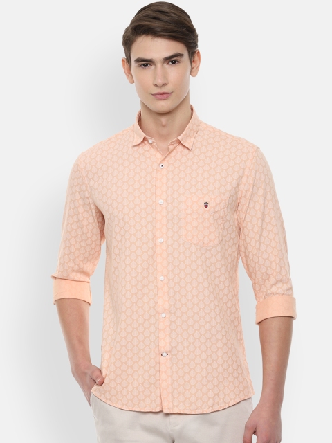 

Louis Philippe Sport Men Peach-Coloured Slim Fit Printed Casual Shirt