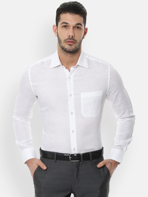 

Louis Philippe Men White Classic Regular Fit Solid Linen Formal Shirt