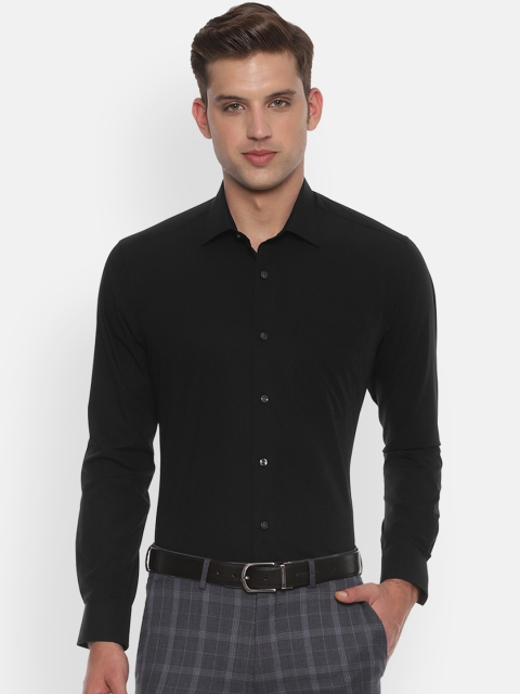 Louis Philippe Men Black Classic Slim Fit Solid Formal Shirt