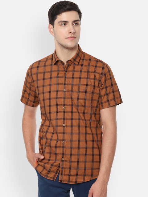 

Louis Philippe Sport Men Orange & Black Slim Fit Checked Casual Shirt