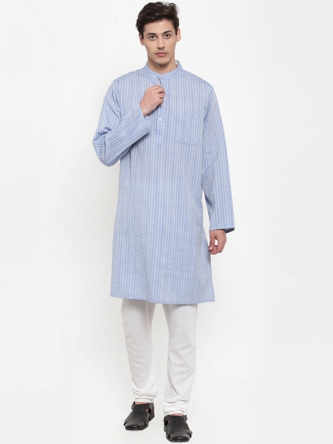 

NEUDIS Men Blue Striped A-Line Kurta