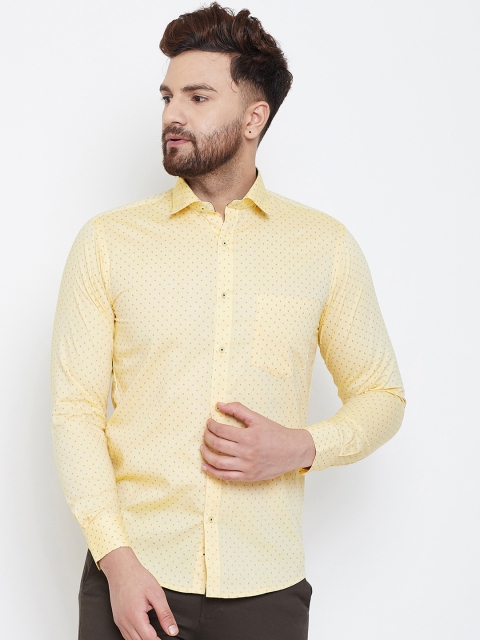 

Spirit Men Yellow & Navy Blue Regular Fit Printed Casual Shirt