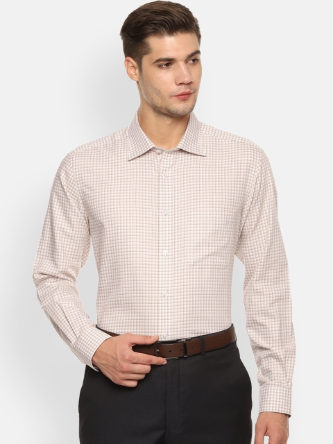 

Louis Philippe Men Off-White & Beige Regular Fit Checked Formal Shirt