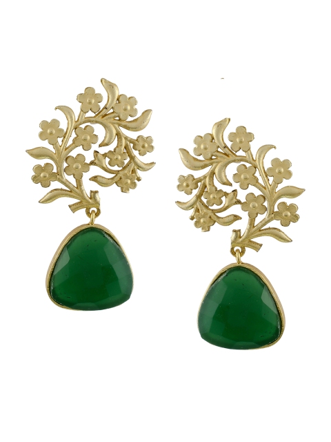 

Silvermerc Designs Green & Gold Floral Drop Earrings