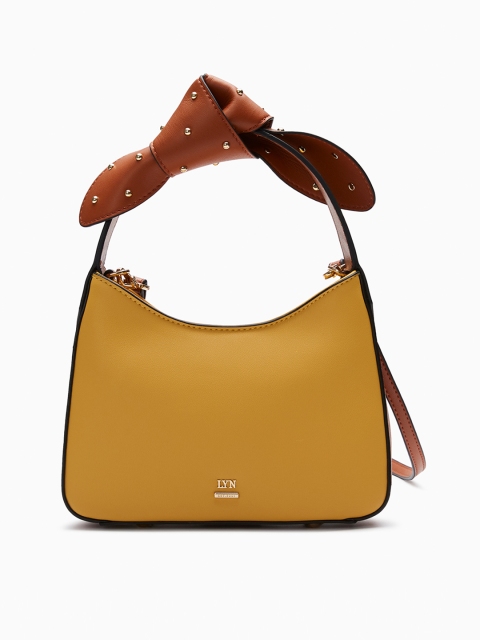 

LYN Mustard Yellow & Tan Brown Colourblocked Sling Bag