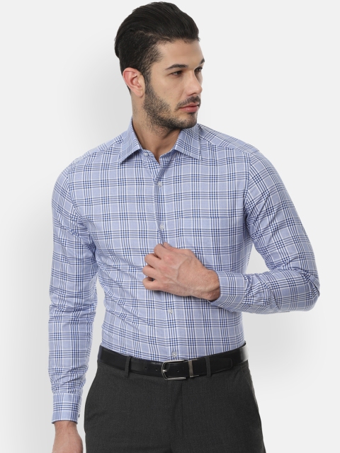 

Louis Philippe Men Blue Classic Regular Fit Checked Formal Shirt