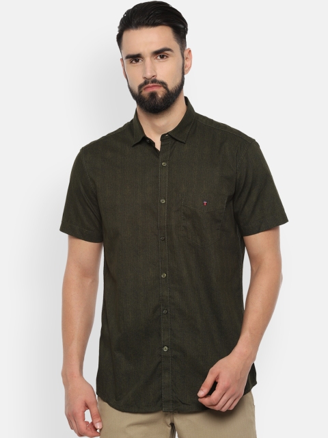

Louis Philippe Sport Men Olive Green Slim Fit Self Design Casual Shirt