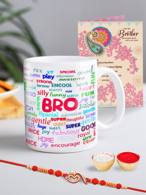 

Archies Multicoloured 3-Piece Raksha Bandhan Mug, OM Rakhi & Greeting Card Gift Set, Multi