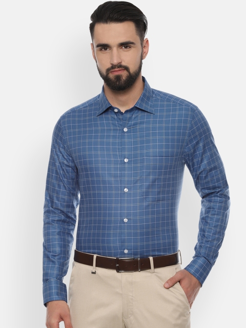 

Louis Philippe Men Blue Classic Regular Fit Checked Formal Shirt