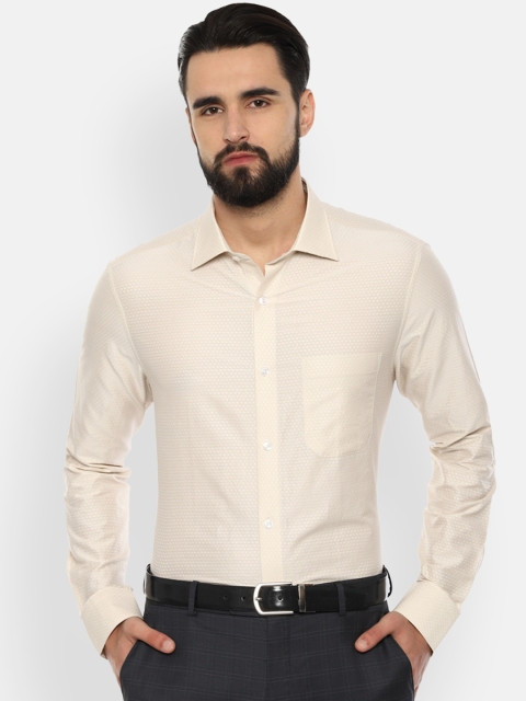 

Louis Philippe Men Cream-Coloured Classic Regular Fit Self Design Formal Shirt