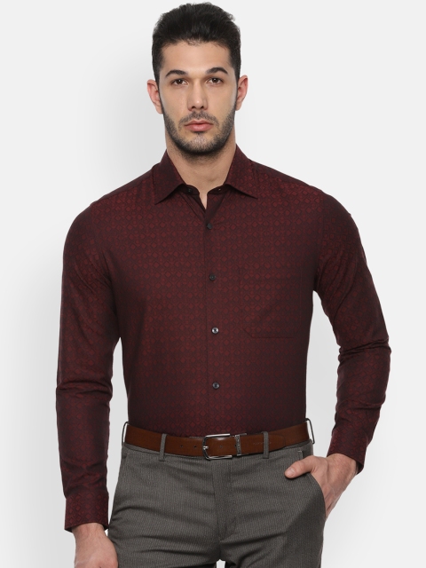 

Louis Philippe Men Maroon Classic Slim Fit Self Design Formal Shirt