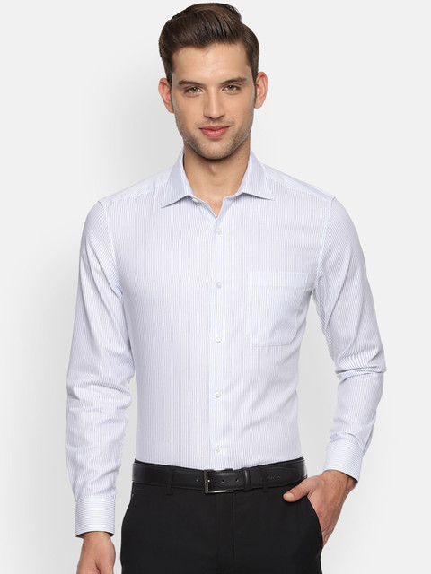 

Louis Philippe Men White & Blue Regular Fit Striped Formal Shirt