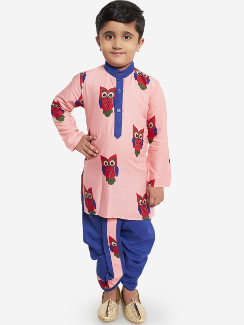 

KID1 Boys Pink & Blue Owl Printed Kurta with Dhoti Pants