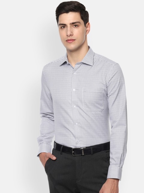 

Louis Philippe Men White & Grey Regular Fit Checked Formal Shirt