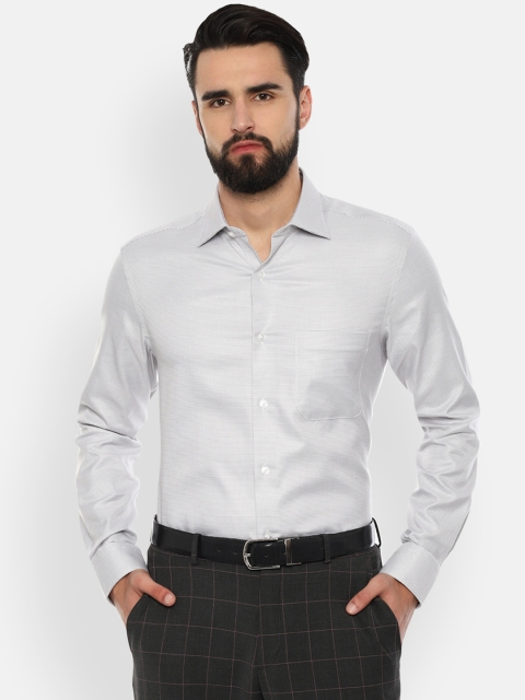 

Louis Philippe Men Grey & White Self Design Formal Shirt